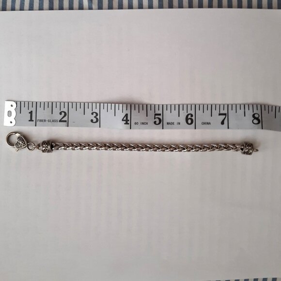 Vintage Bracelet Silver Chain Link Heart Clasp - Picture 5 of 5